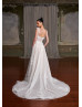 Beaded Ivory Lace Tulle Floral Wedding Dress With Detachable Cap Sleeves